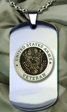 Stainless Steel Army Veteran Dog Tag