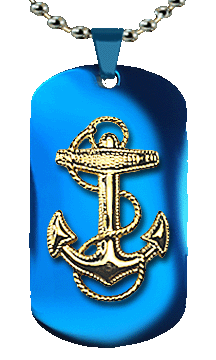 Gold Anchor Navy Dog Tag