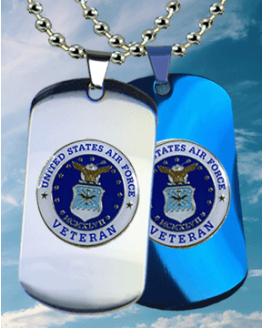 Stainless Steel Air Force Veteran Dog Tag