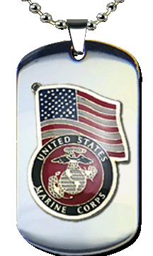 Marine and US Flag Dog Tag