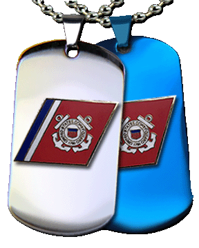 Stainless Steel Coast Guard Racing Stripe Dog Tag