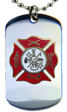 Stainless Steel Red Firefighter Insignia