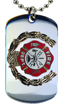 FireFighter Red Insignia with Wreath