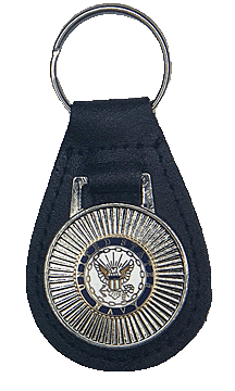 Navy Leather Key FOB