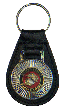 Marine Black Leather Key FOB