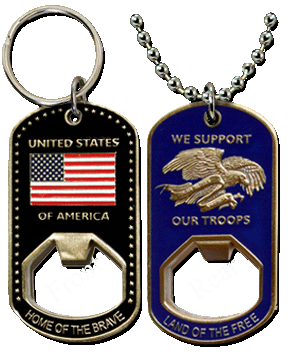 Support Our Troops Bottle Opener Dog Tag