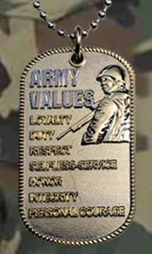 Army Values Gold Dog Tag