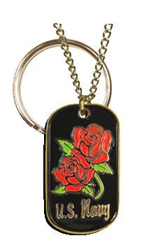 Mini Navy Rose Dog Tag