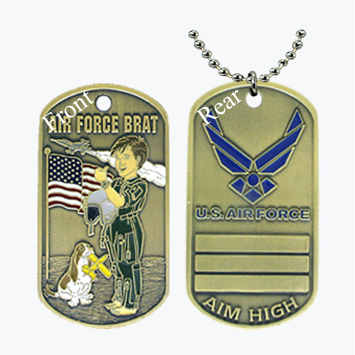 Air Force Brat Brass Dog Tag