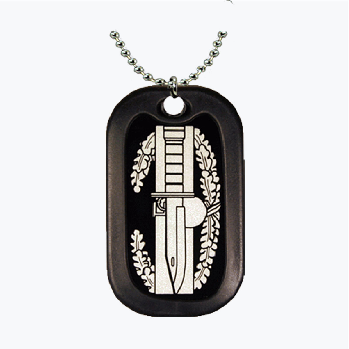 Army Combat Action Aluminum Dog Tag in aluminum with green anodized finish