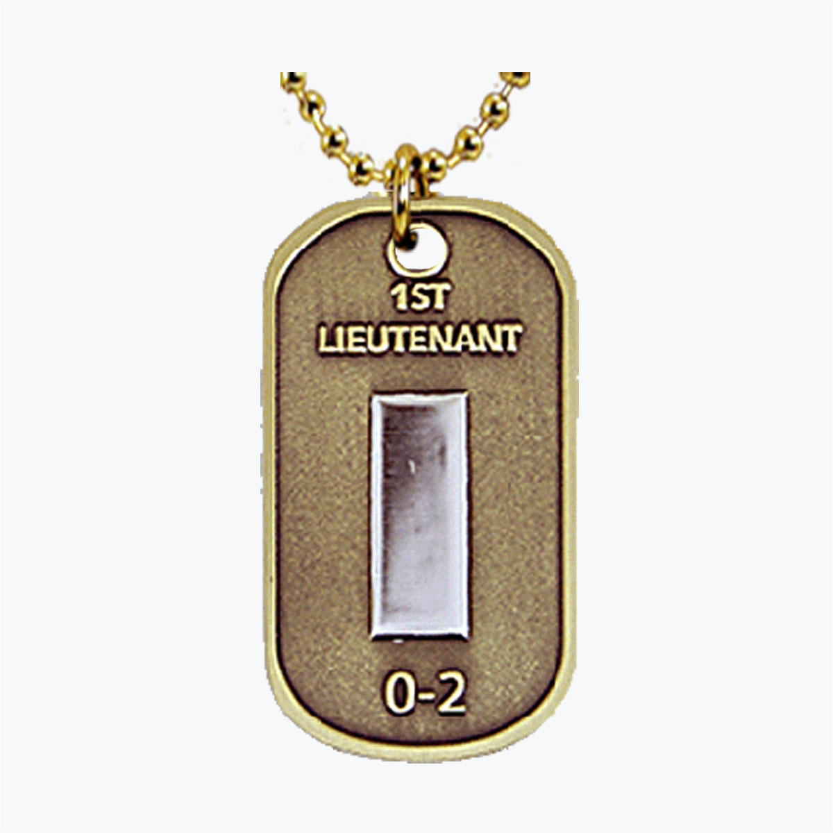 Army First Lieutenant O2 Dog Tag in cast metal alloy with antique-style commemorative finish