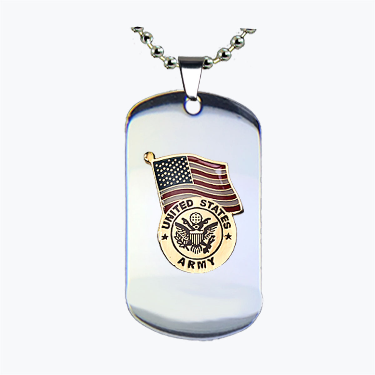 Army Insignia and Flag Dog Tag