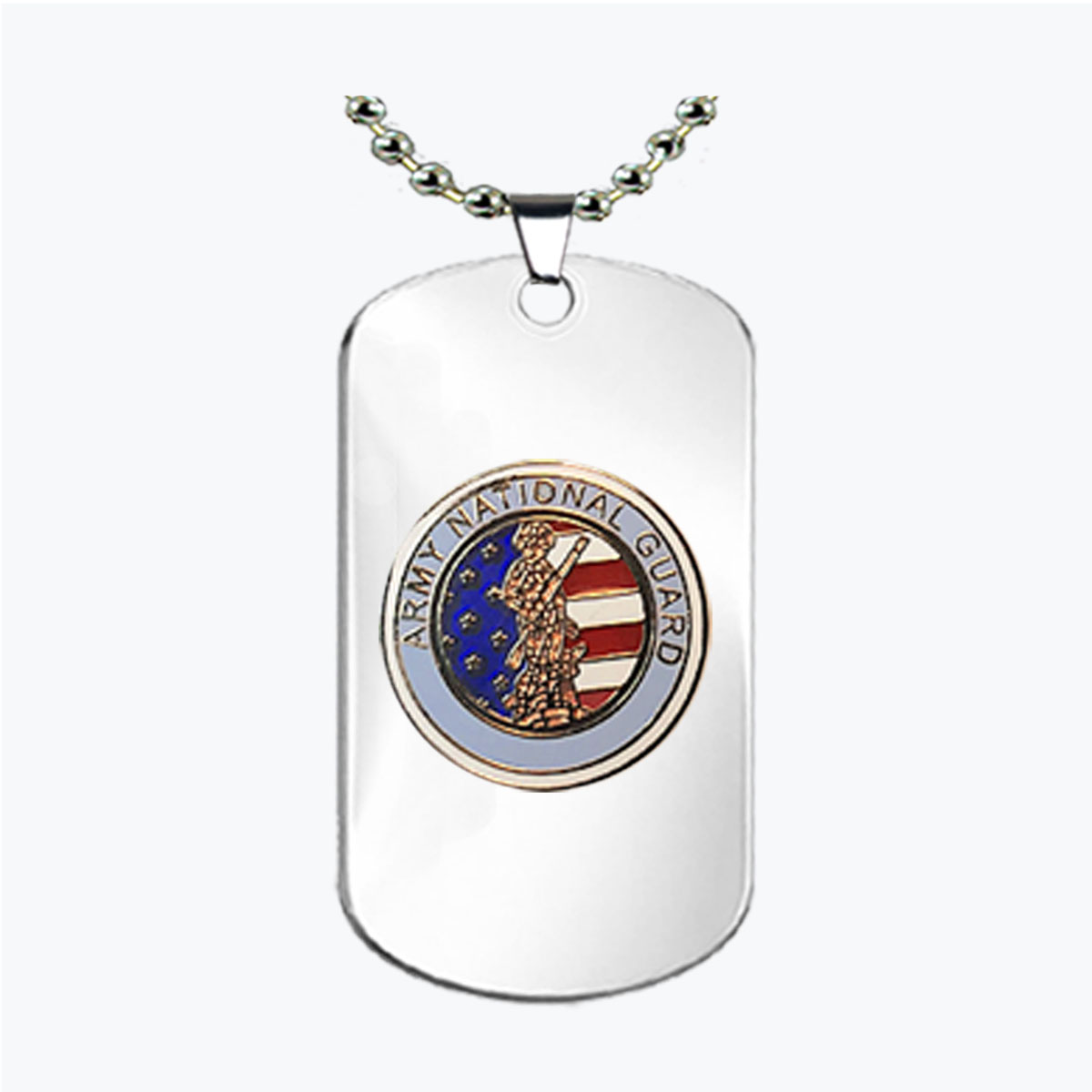 Army National Guard Flag Emblem Stainless Steel Dog Tag