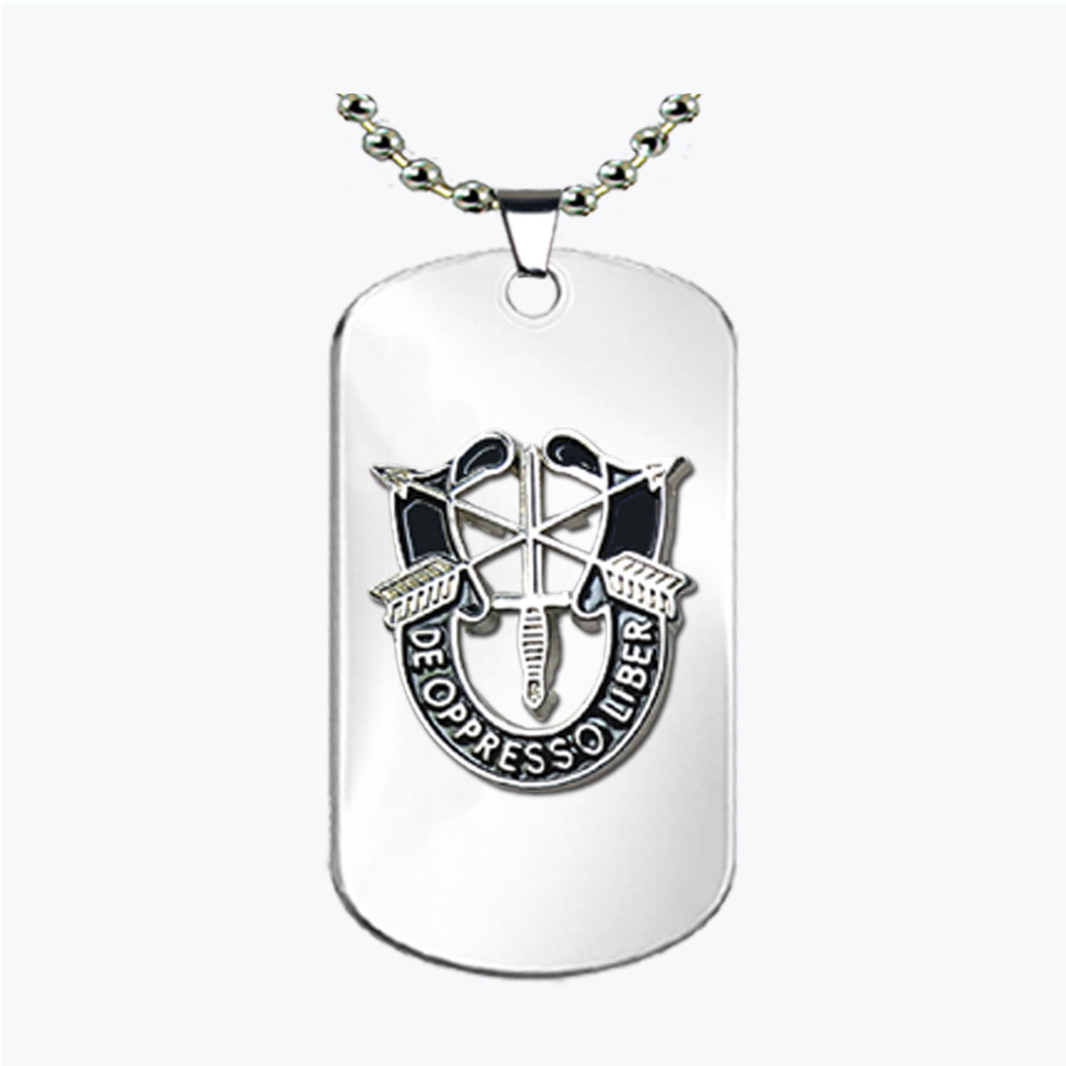 Army Special Forces Silver Stainless Steel Dog Tag