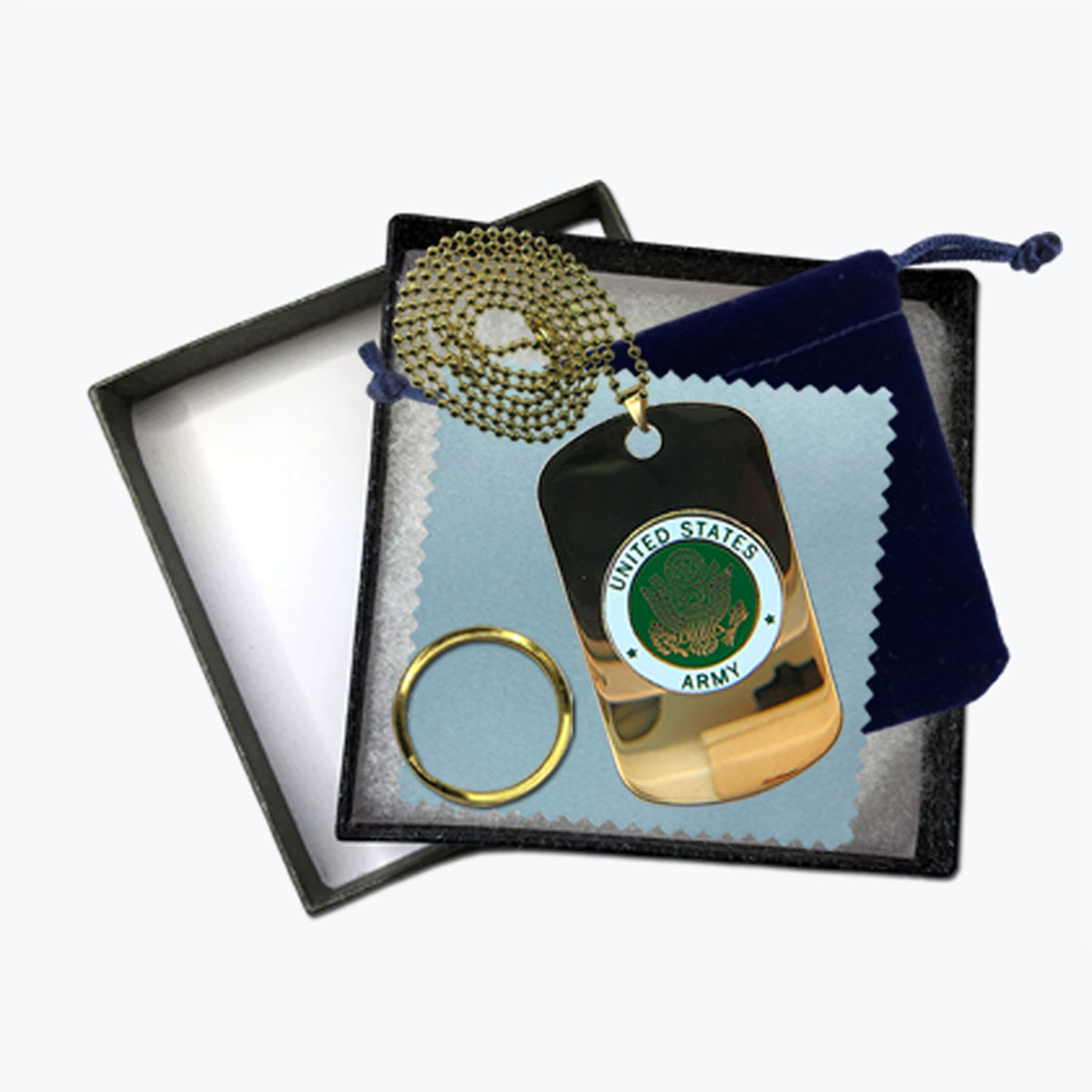 24K Gold-Plated Army Insignia Dog Tag Gift Set