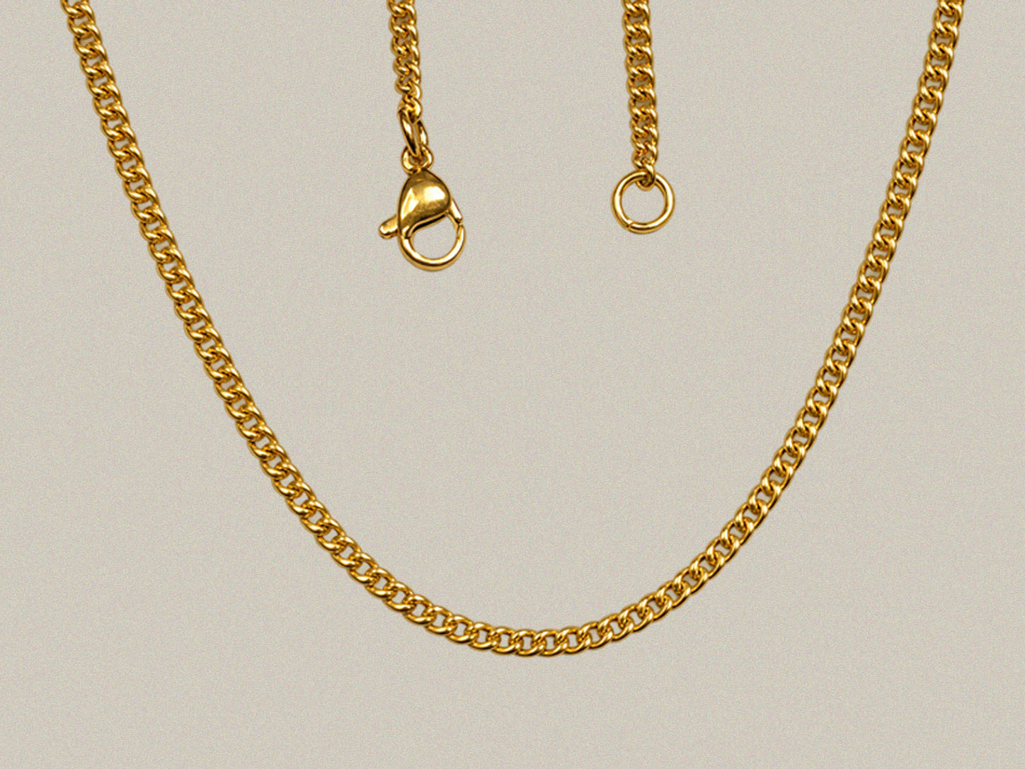 2.2mm Gold Stainless Curb Link Chain - 24 Inch