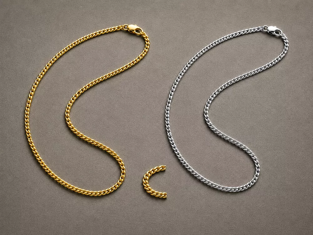2.2mm Gold and Stainless Steel Curb Link Chain - 27 Inch