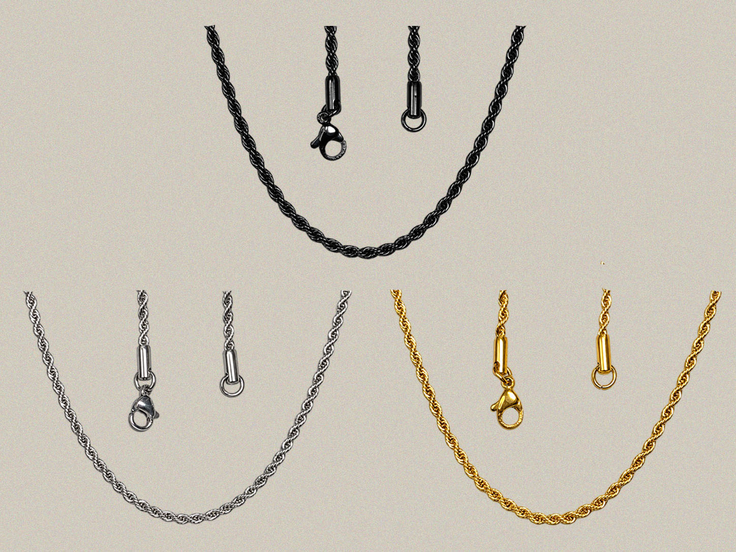 2.5mm Twisted Rope Chains - 26 Inch