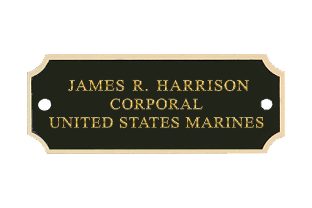 2-1/2 inch Black Flag Case Plaque with Gold Lettering