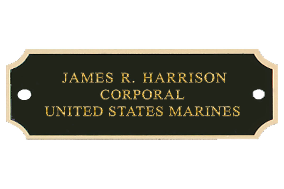 3-1/4 inch Black Flag Case Plaque with Gold Lettering