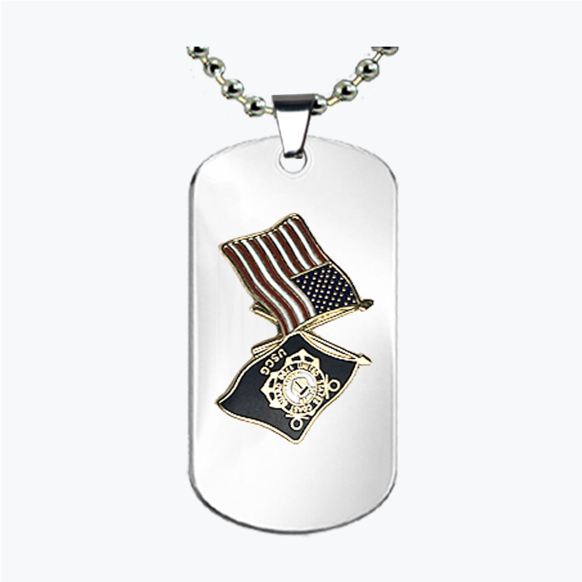 Coast Guard Flag and American Flag Dog Tag