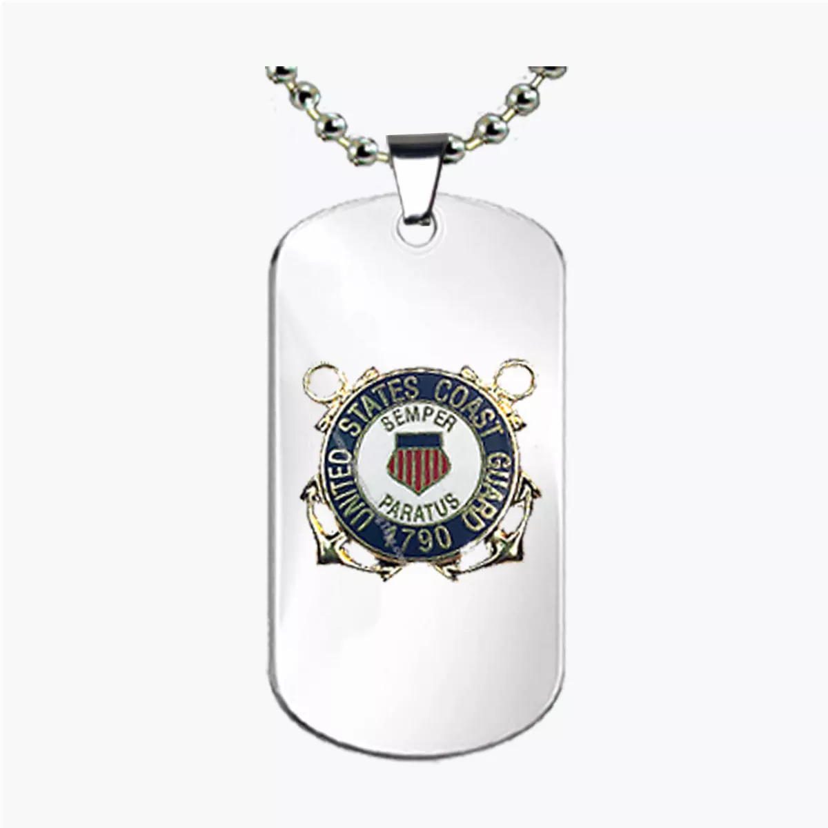 Coast Guard Insignia Semper Paratus Dog Tag - Stainless Steel