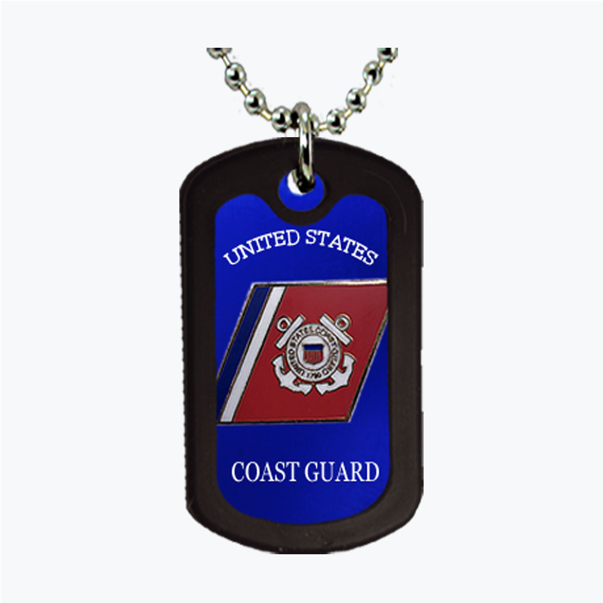 Coast Guard Racing Stripes Aluminum Dog Tag