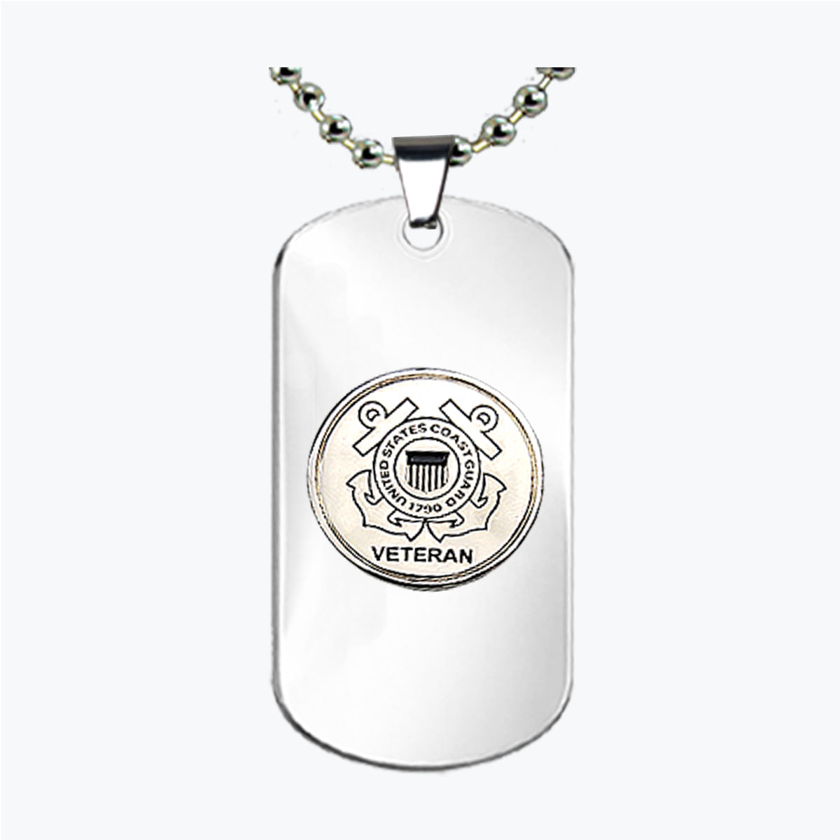 Coast Guard Veteran Silver Emblem Dog Tag