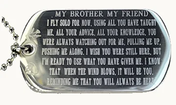 My Brother My Friend memorial message dog tag