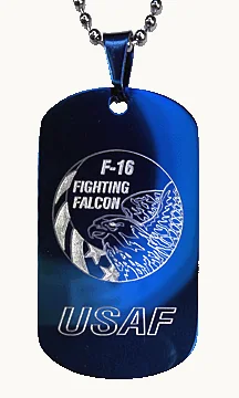 USAF Fighting Falcon custom engraved dog tag