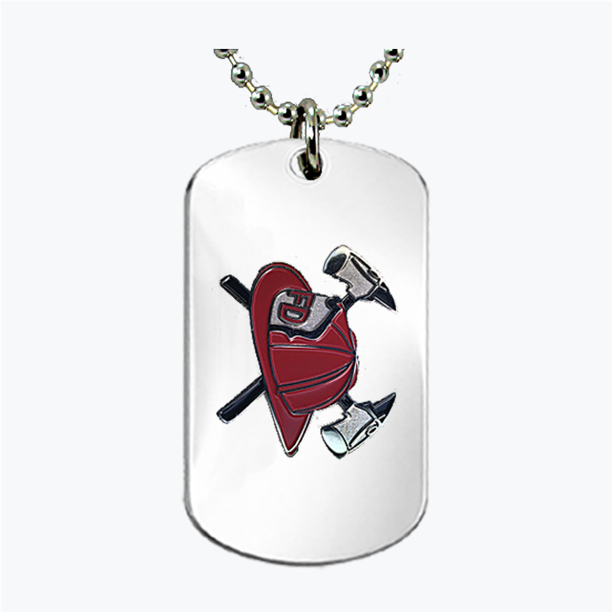 Firefighter Helmet and Axe Dog Tag