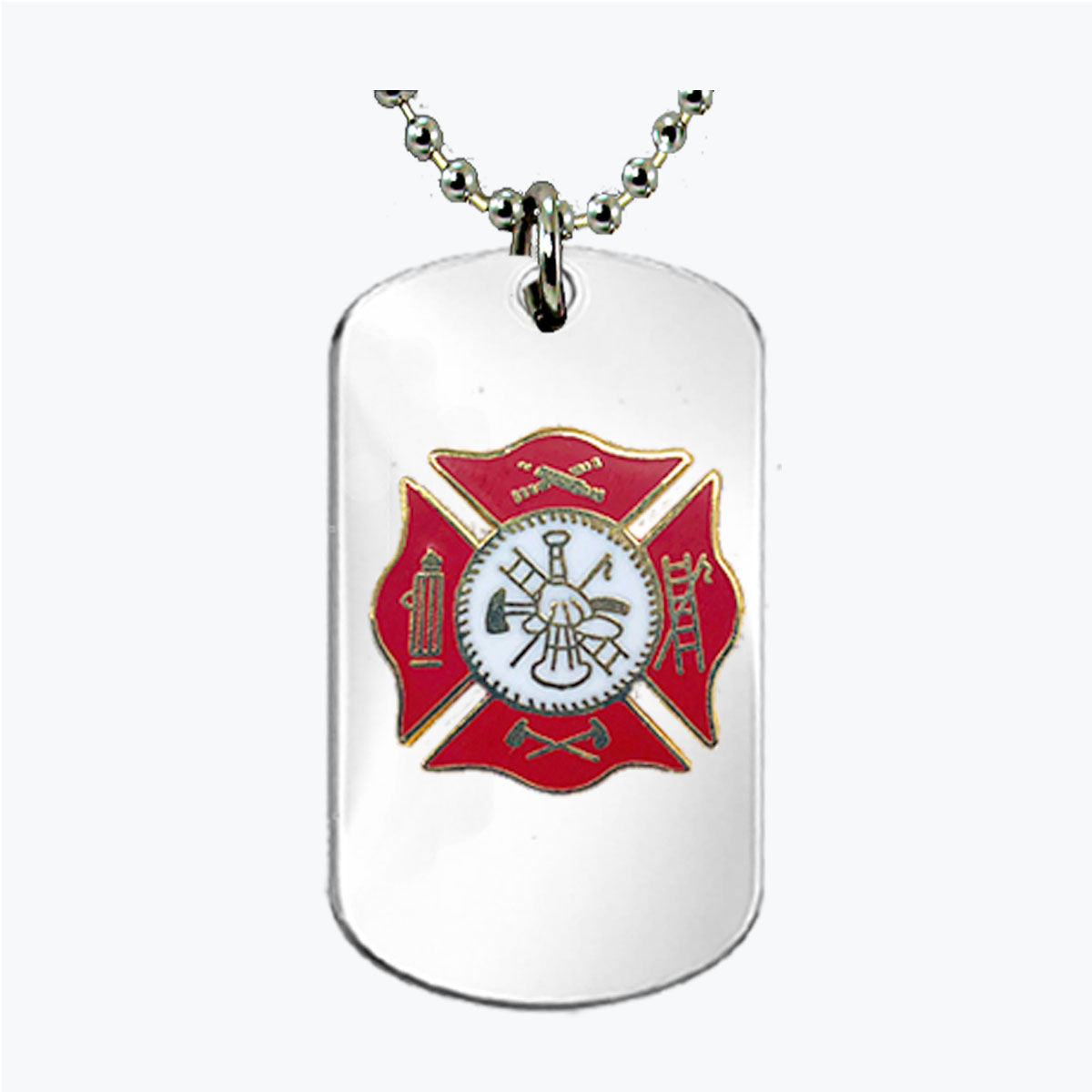 Firefighter Red Insignia Stainless Dog Tag