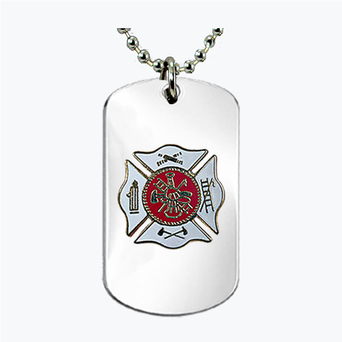 Firefighter White Insignia Stainless Dog Tag