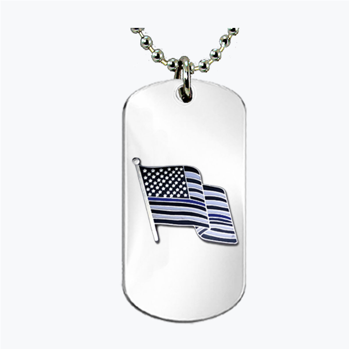 Police Thin Blue Line Stainless Dog Tag