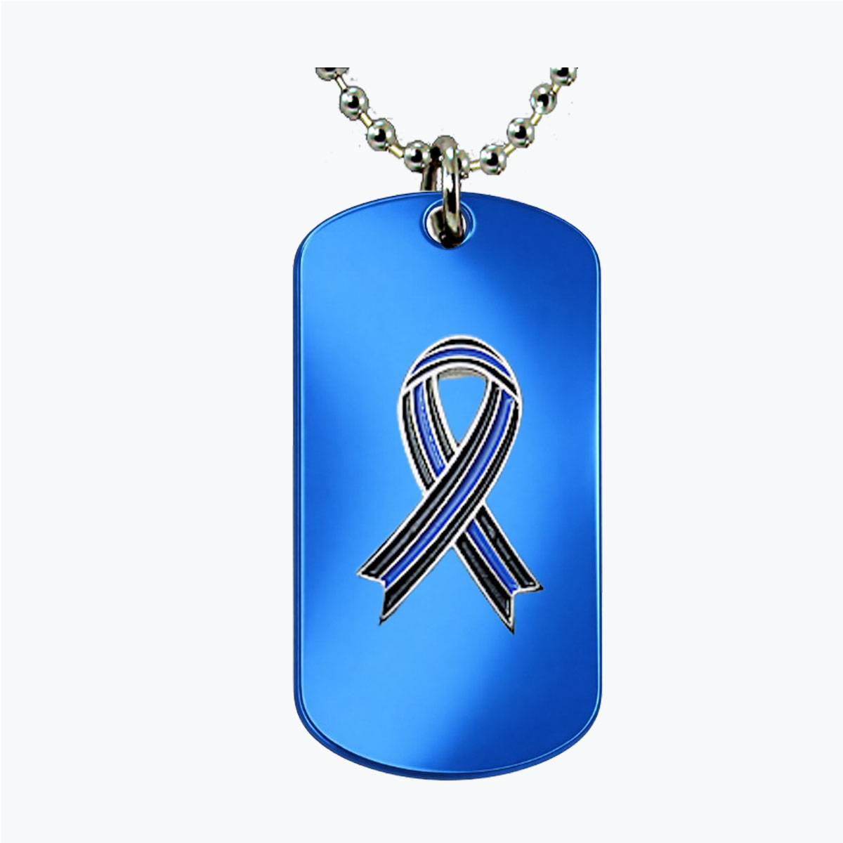 Police Thin Blue Line Ribbon Dog Tag