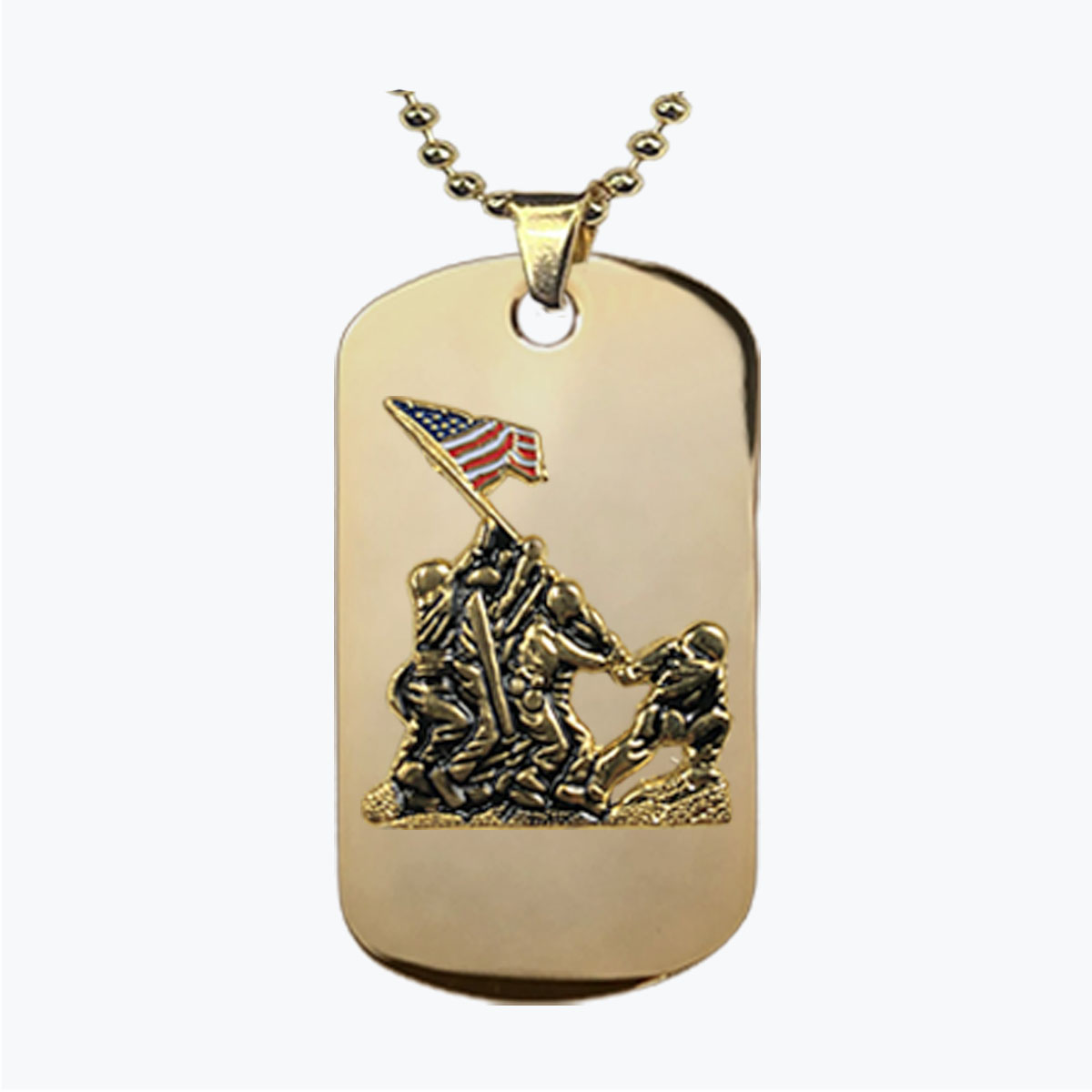 Iwo Jima Gold Stainless Steel Dog Tag