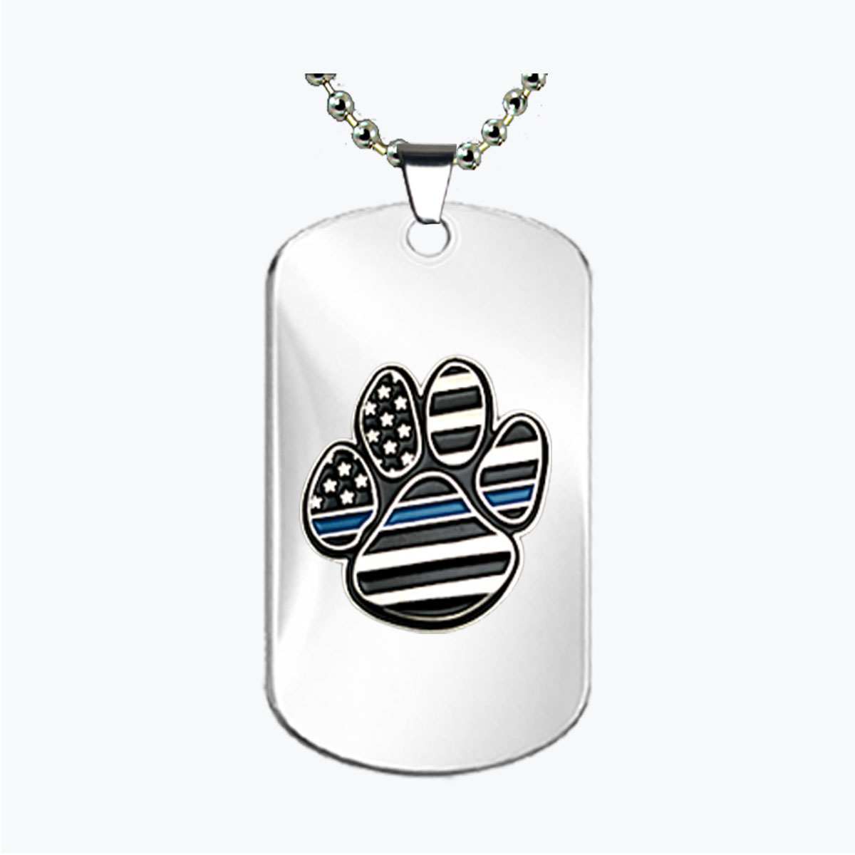 K9 Thin Blue Line Flag Paw Dog Tag