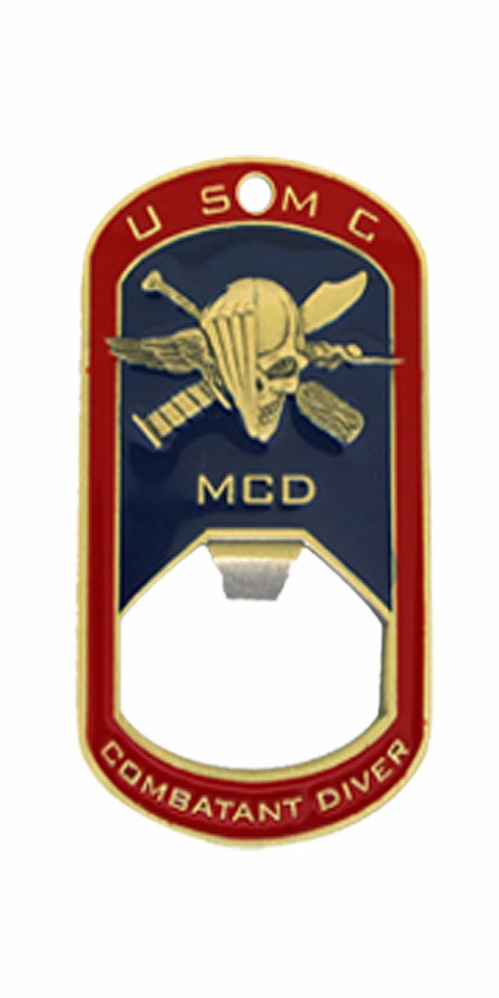 Marine Combatant Diver Bottle Opener - Back View