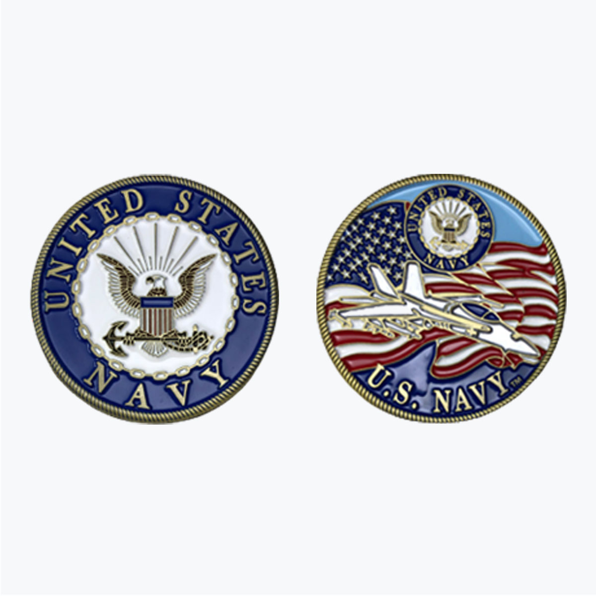 U.S. Navy Eagle and Fighter Jet Challenge Coin