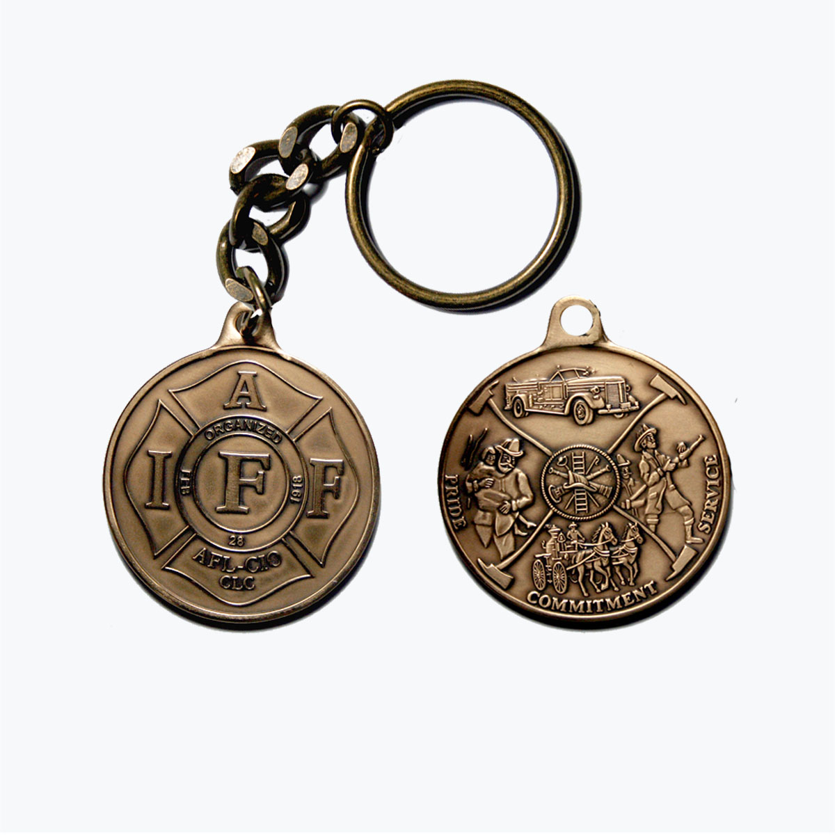 Fire Fighter Bronze Key Chain