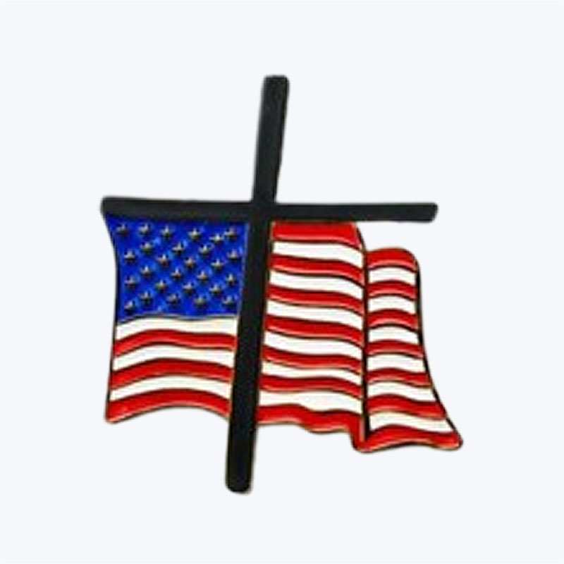 Flag with Cross Lapel Pins