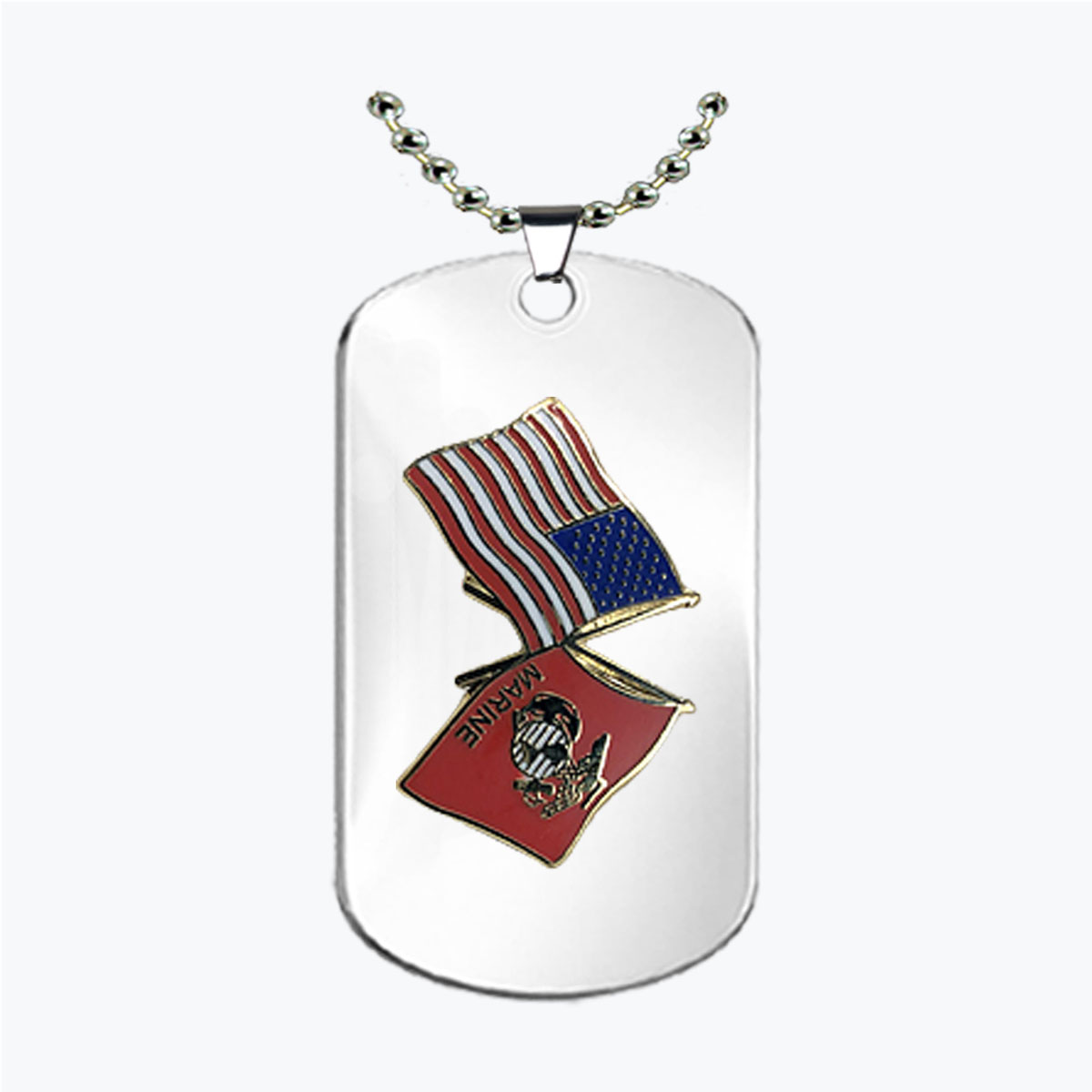 Marine Flag and American Flag Dog Tag