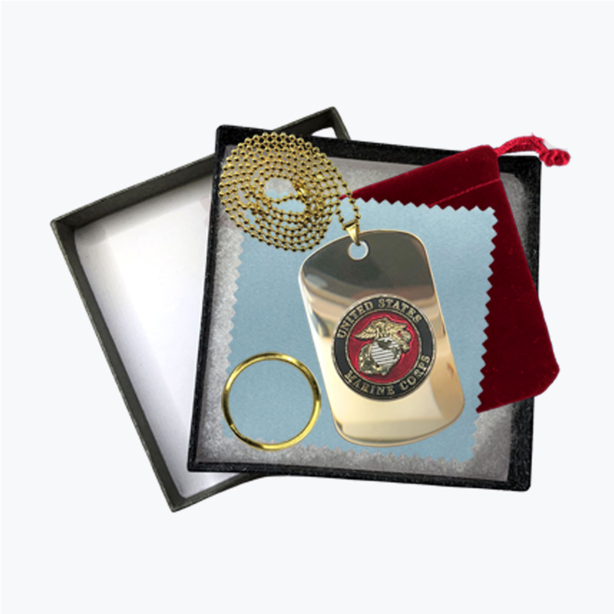 Marine Insignia 24k Gold Plated Dog Tag