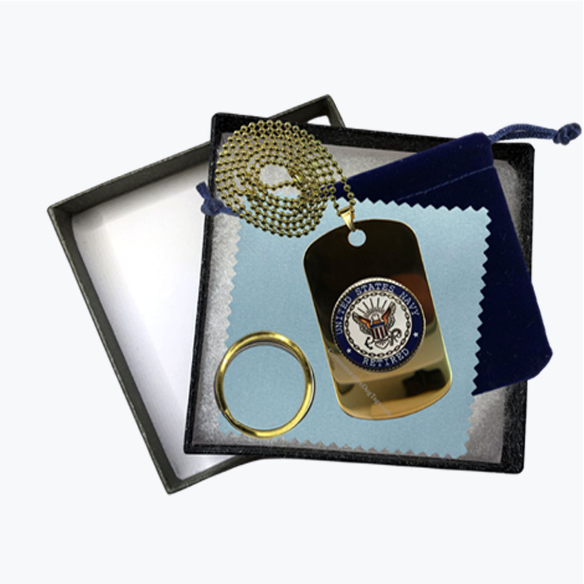 24k Gold Plated Navy Retired Gift Set Dog Tag