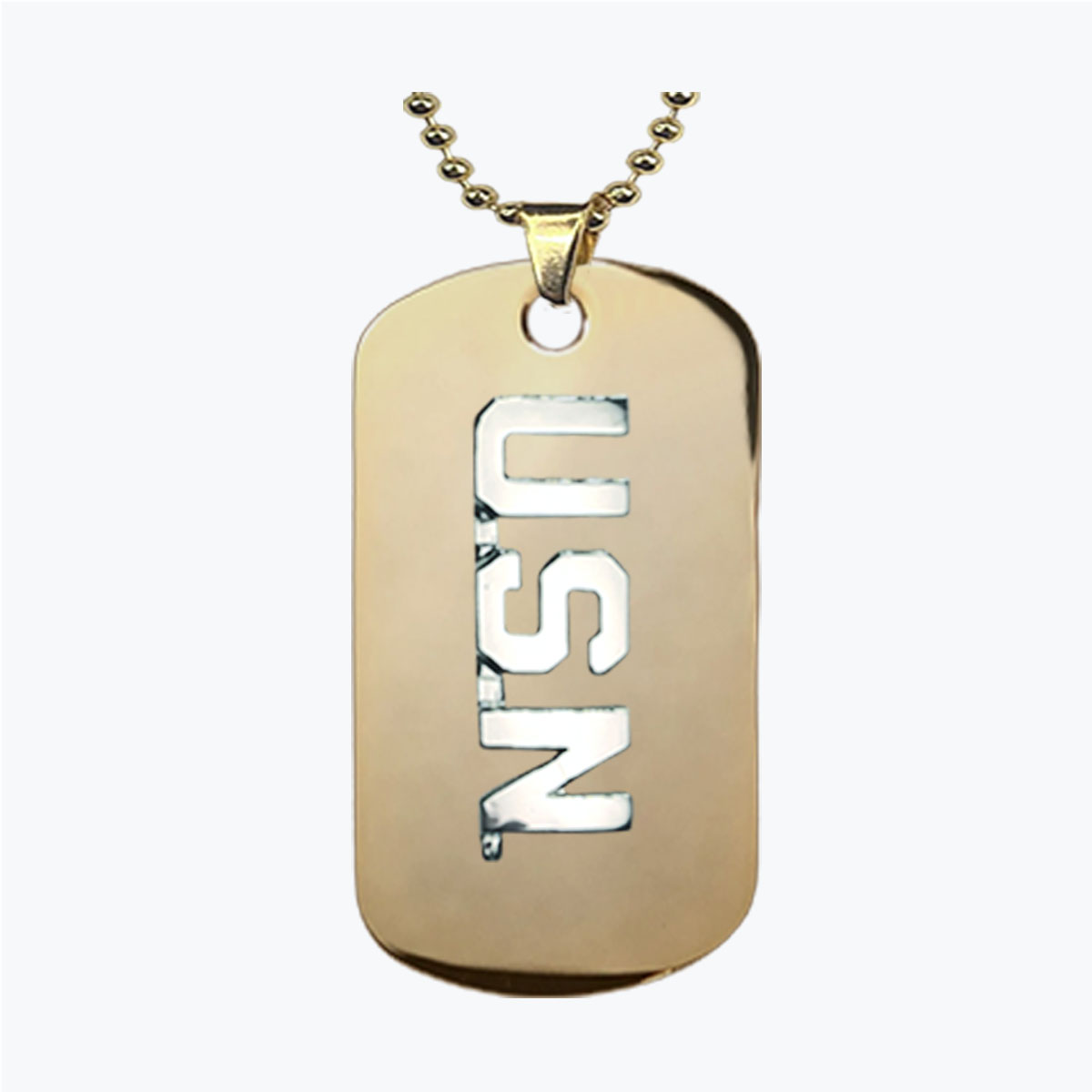 Navy USN Silver Letters Gold Dog Tag